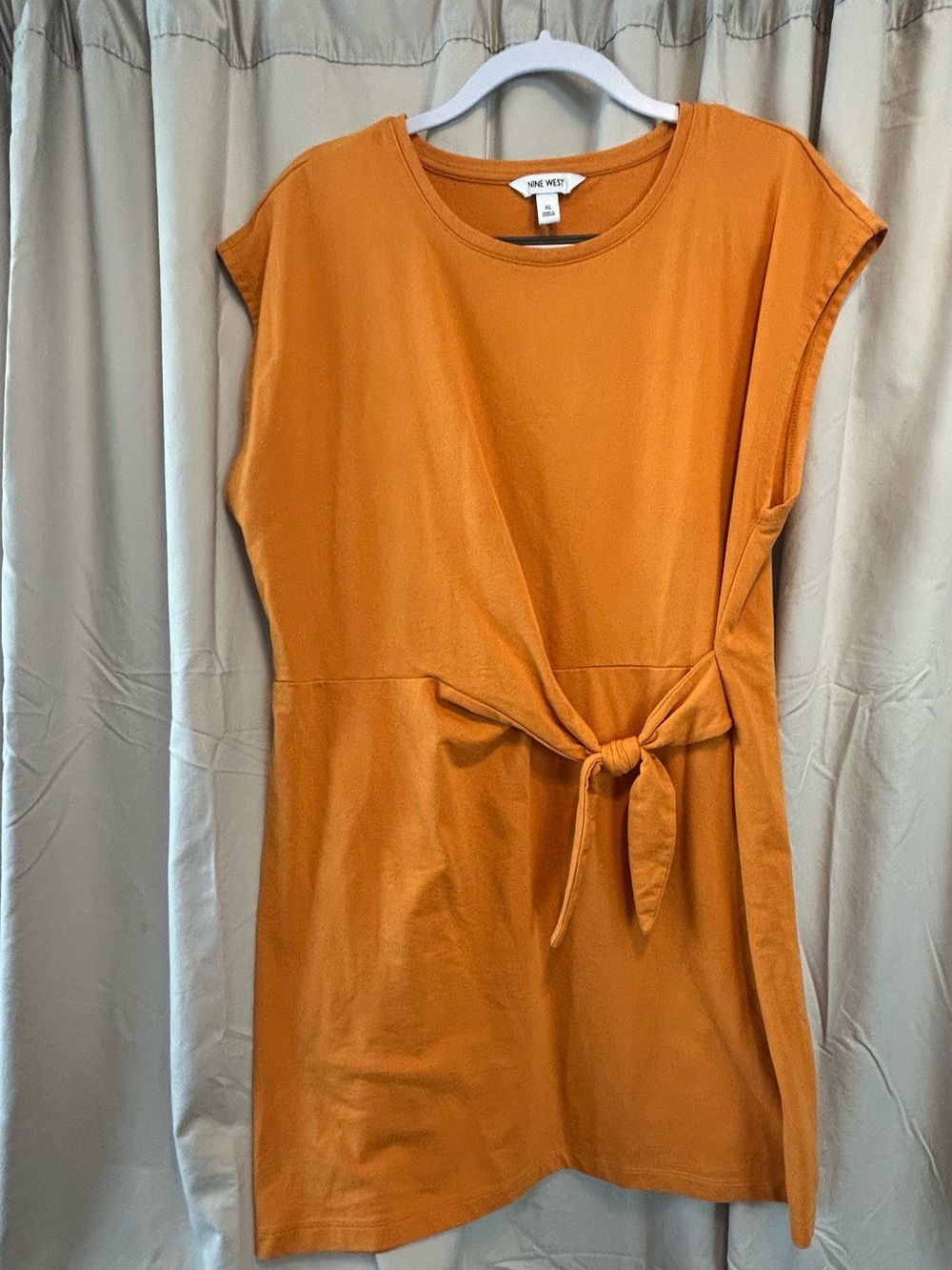 Nine West Orange Knot-Front MIDI Dress